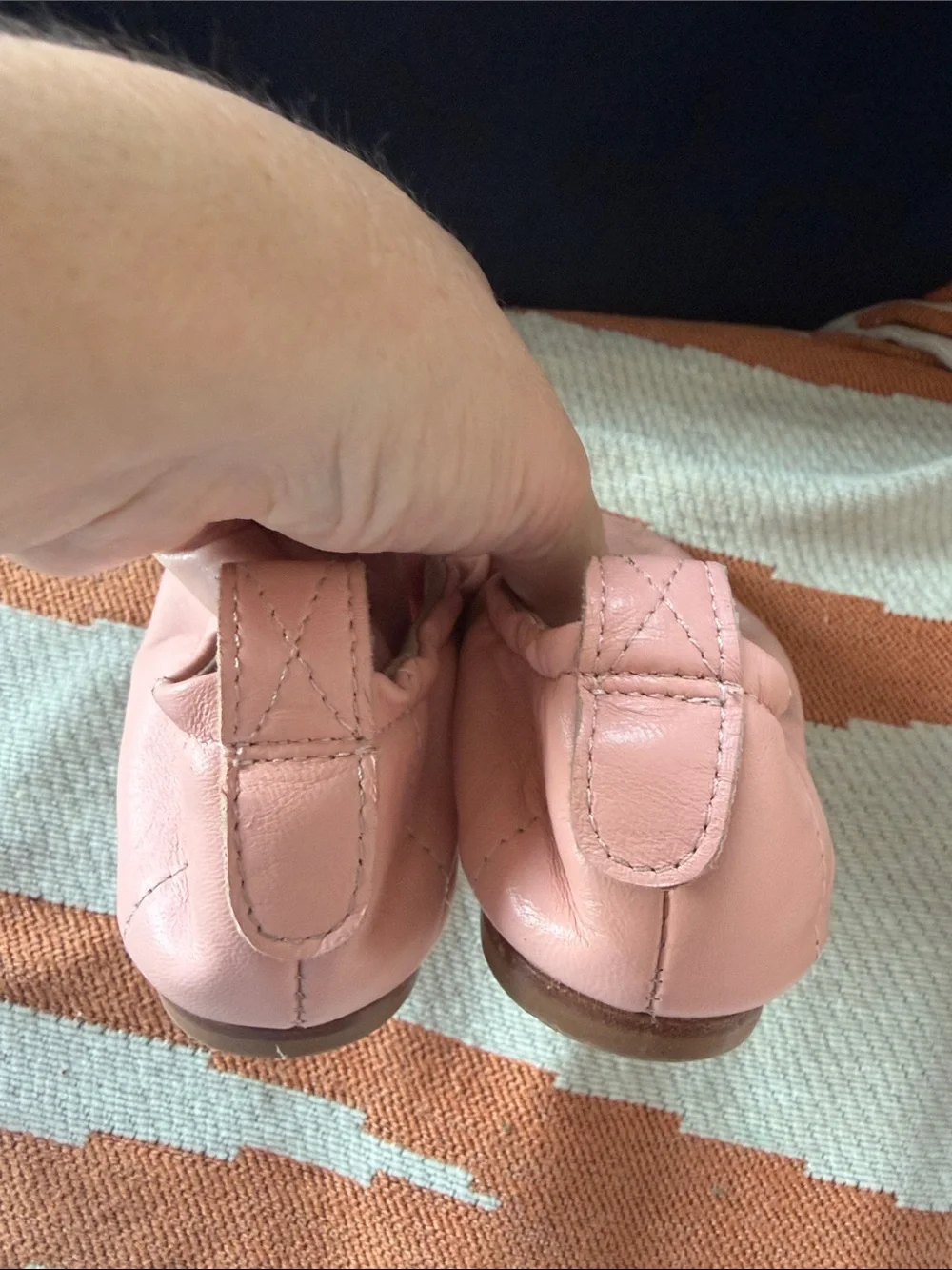 Zara Peach Leather Slip-On Ballet Flats